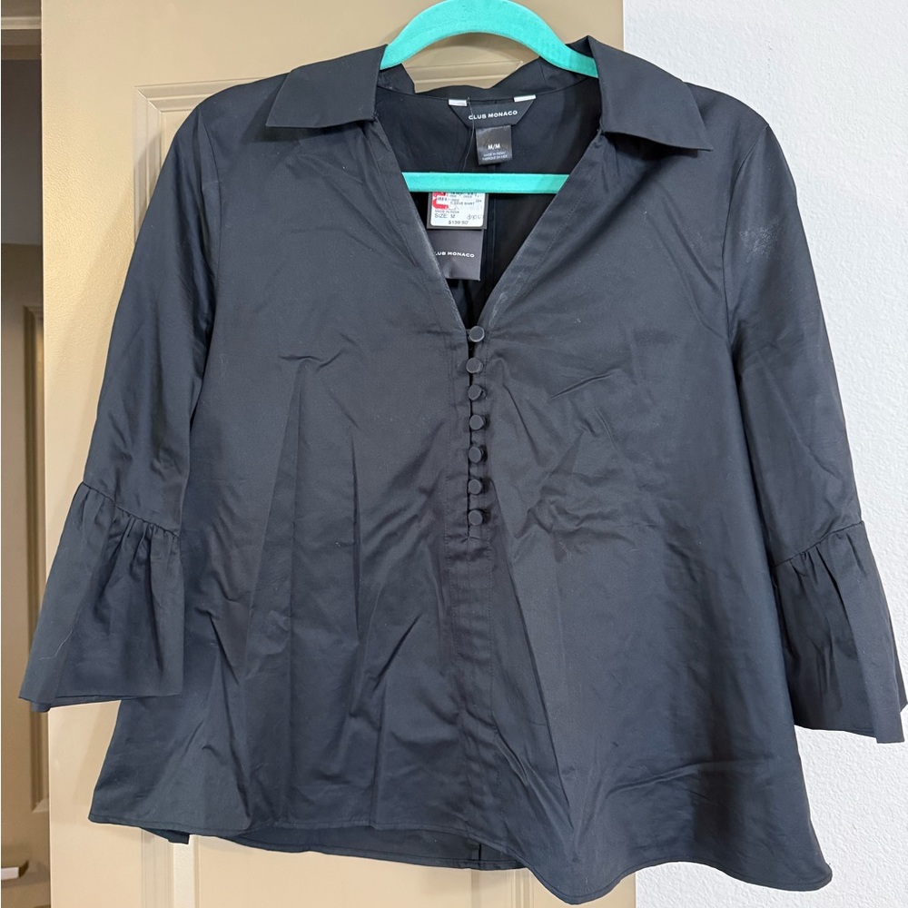 Club Monaco Black Button-Up Women's Top